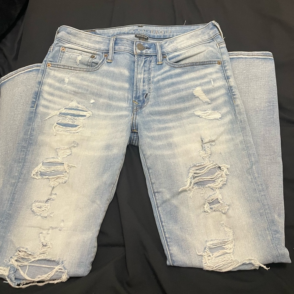 American Eagle Men’s Distressed Light Blue Jeans